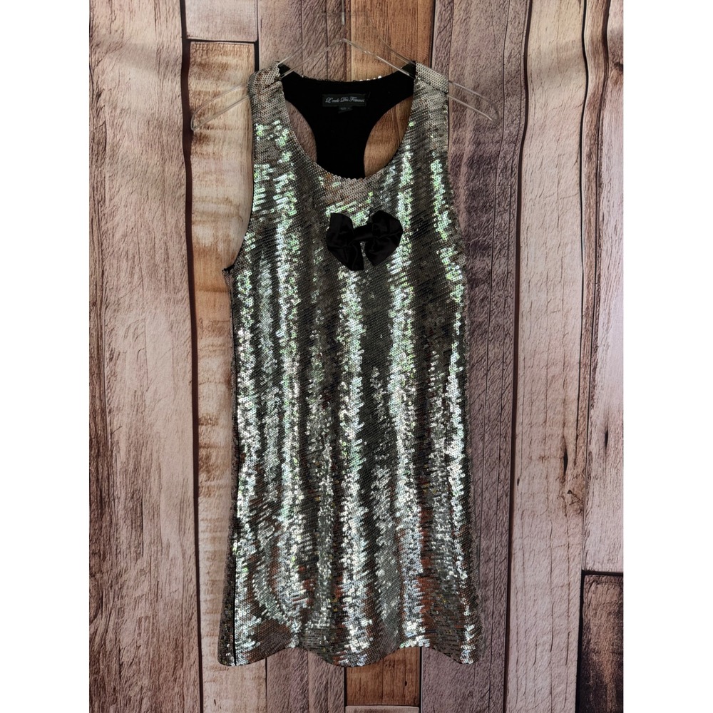 L'ecole Des Femmes Sequin Racerback Mini Dress Party Club Silver Black Size 44